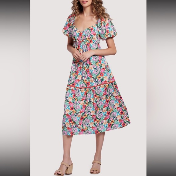Lost + Wander All Summer Long Floral Tiered Dress Midi - Picture 1 of 9
